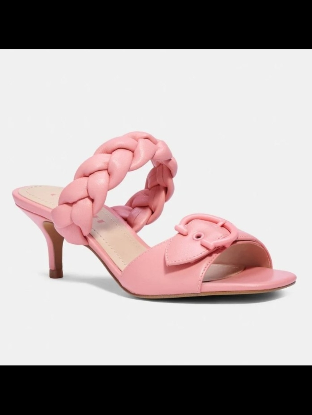 Taffy Coach Pink Braided Strap Kitten Heel Sandal 7.5,Euc